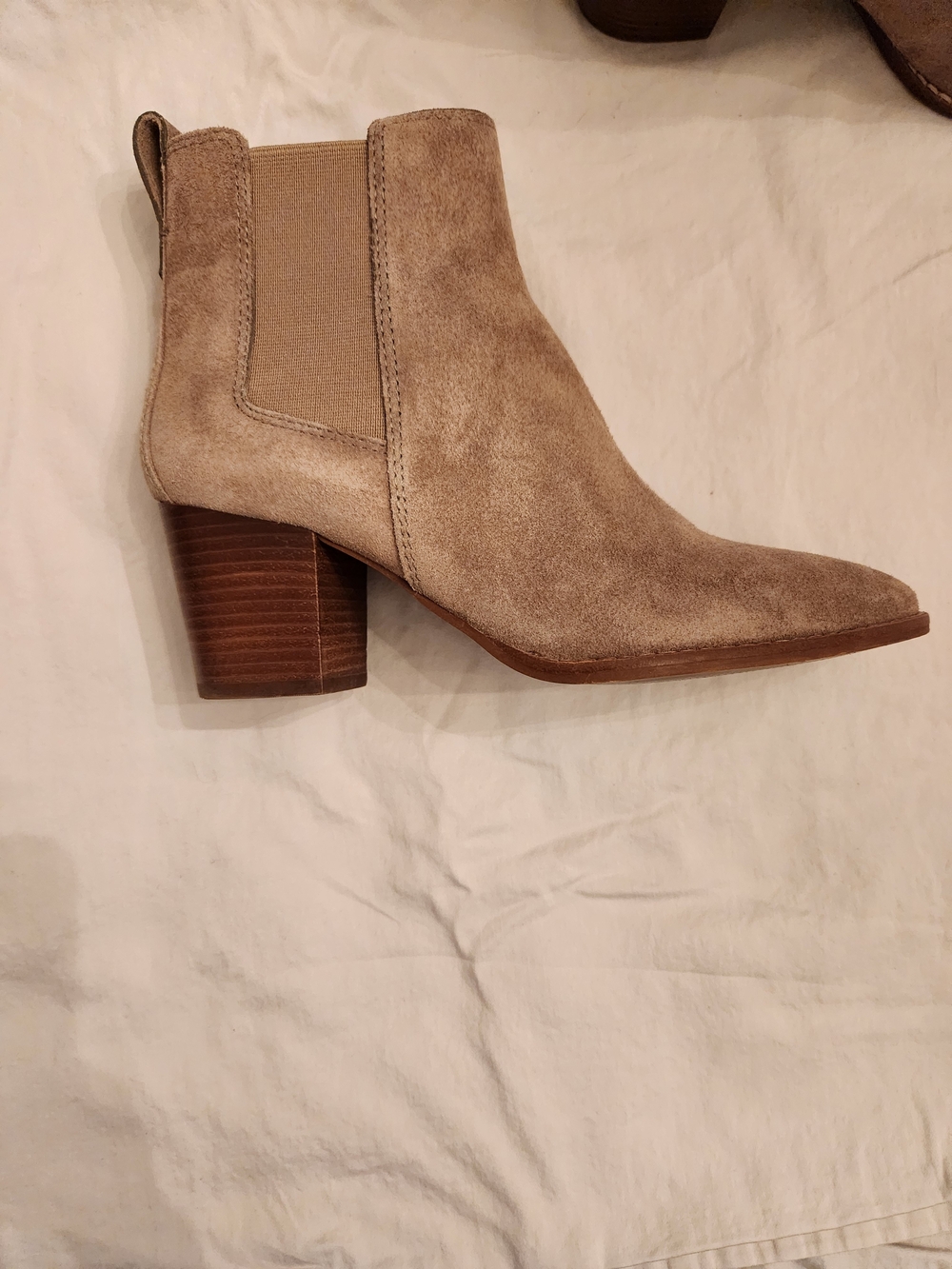 Madewell Beige Suede Block Heel Chelsea Boot